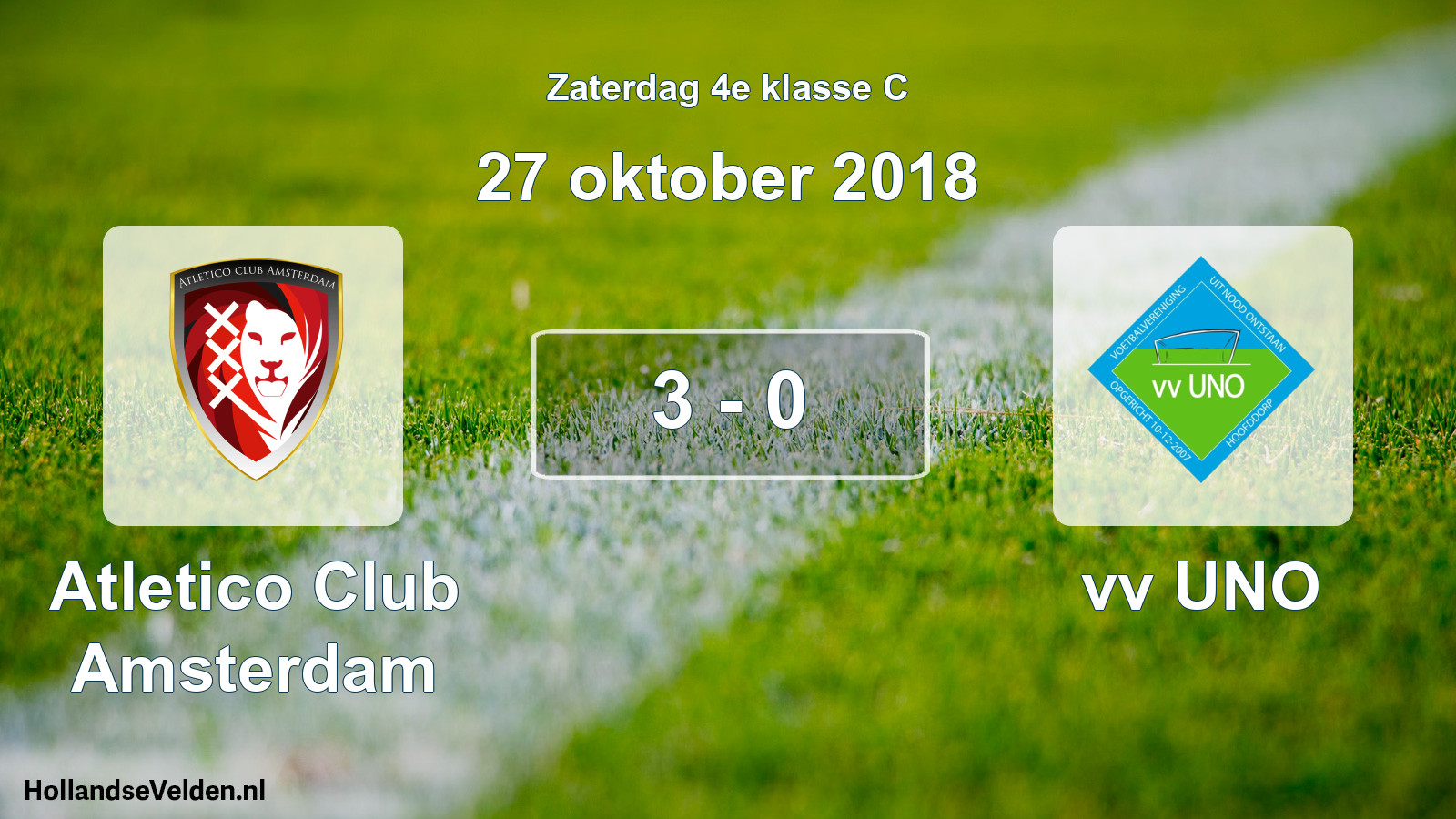 Total number of matches played: Atletico Club Amsterdam - vv UNO 3 - 0 (27 October 2018)