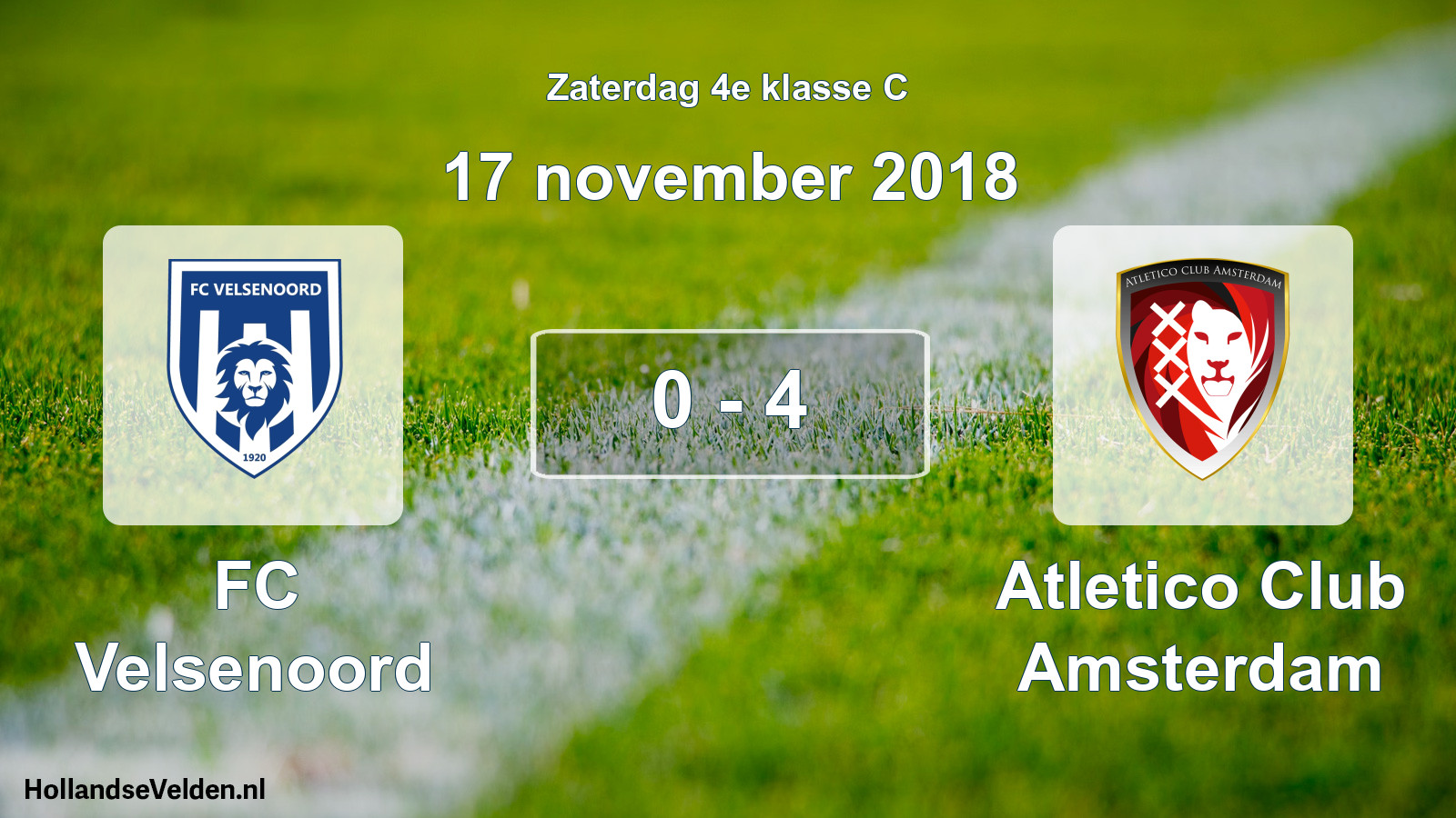 Total number of matches played: FC Velsenoord - Atletico Club Amsterdam 0 - 4 (17 November 2018)