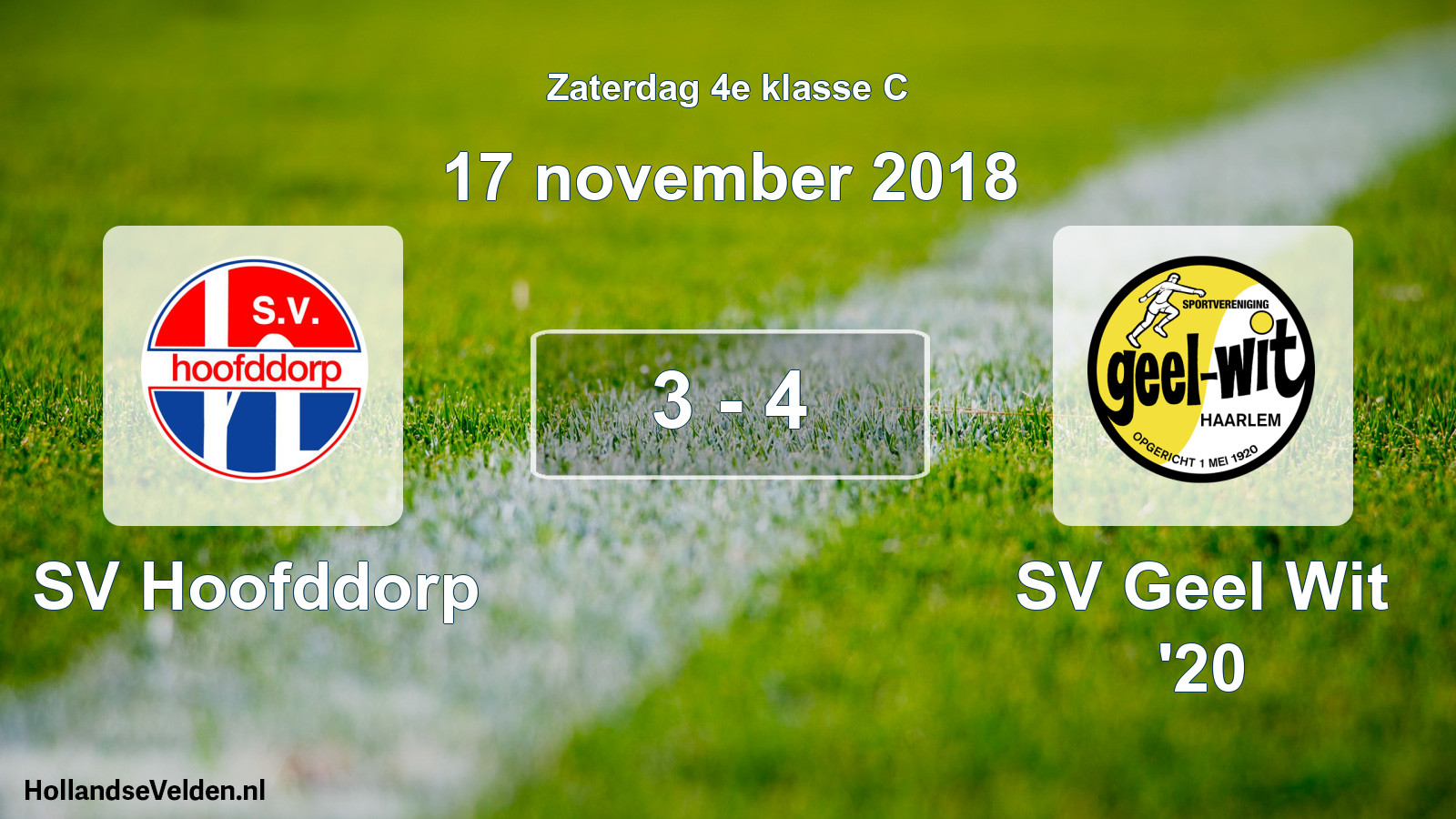 Total number of matches played: SV Hoofddorp - SV Geel Wit '20 3 - 4 (17 November 2018)