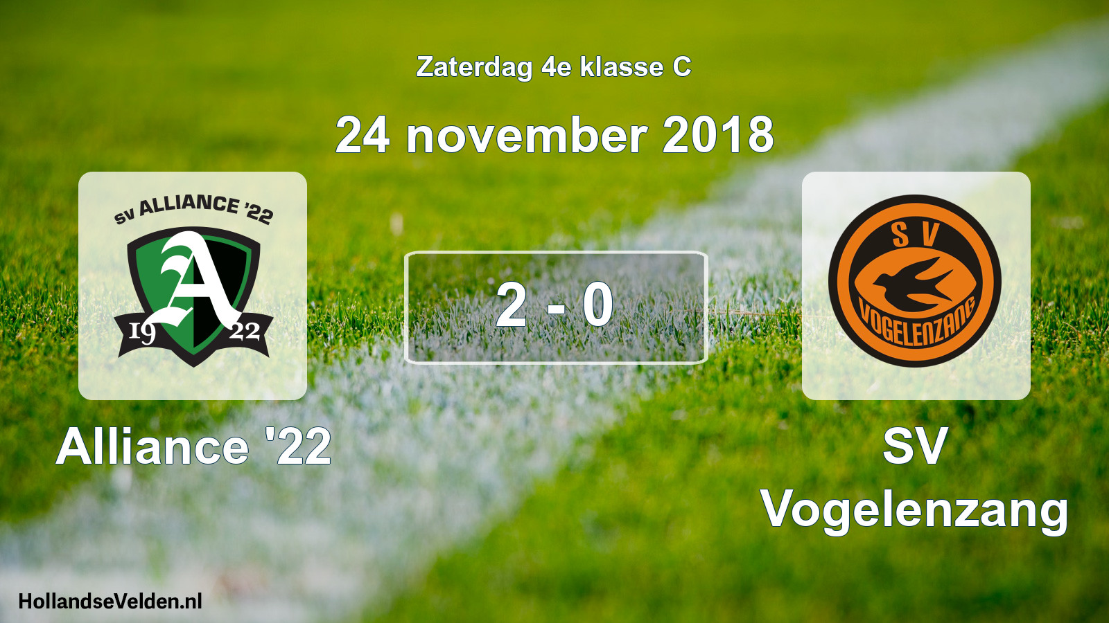 Total number of matches played: Alliance '22 - SV Vogelenzang 2 - 0 (24 November 2018)