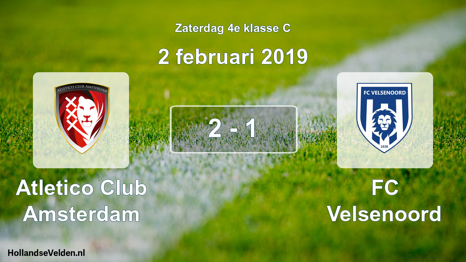 Total number of matches played: Atletico Club Amsterdam - FC Velsenoord 2 - 1 (2 February 2019)