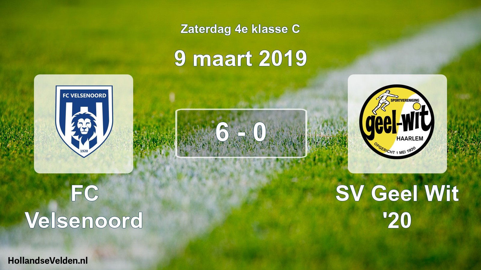 Total number of matches played: FC Velsenoord - SV Geel Wit '20 6 - 0 (9 March 2019)