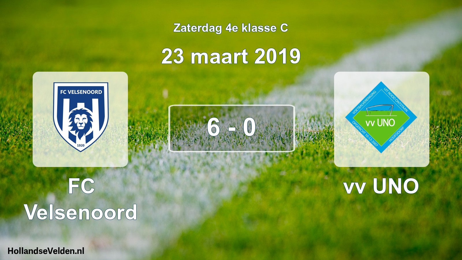 Total number of matches played: FC Velsenoord - vv UNO 6 - 0 (23 March 2019)