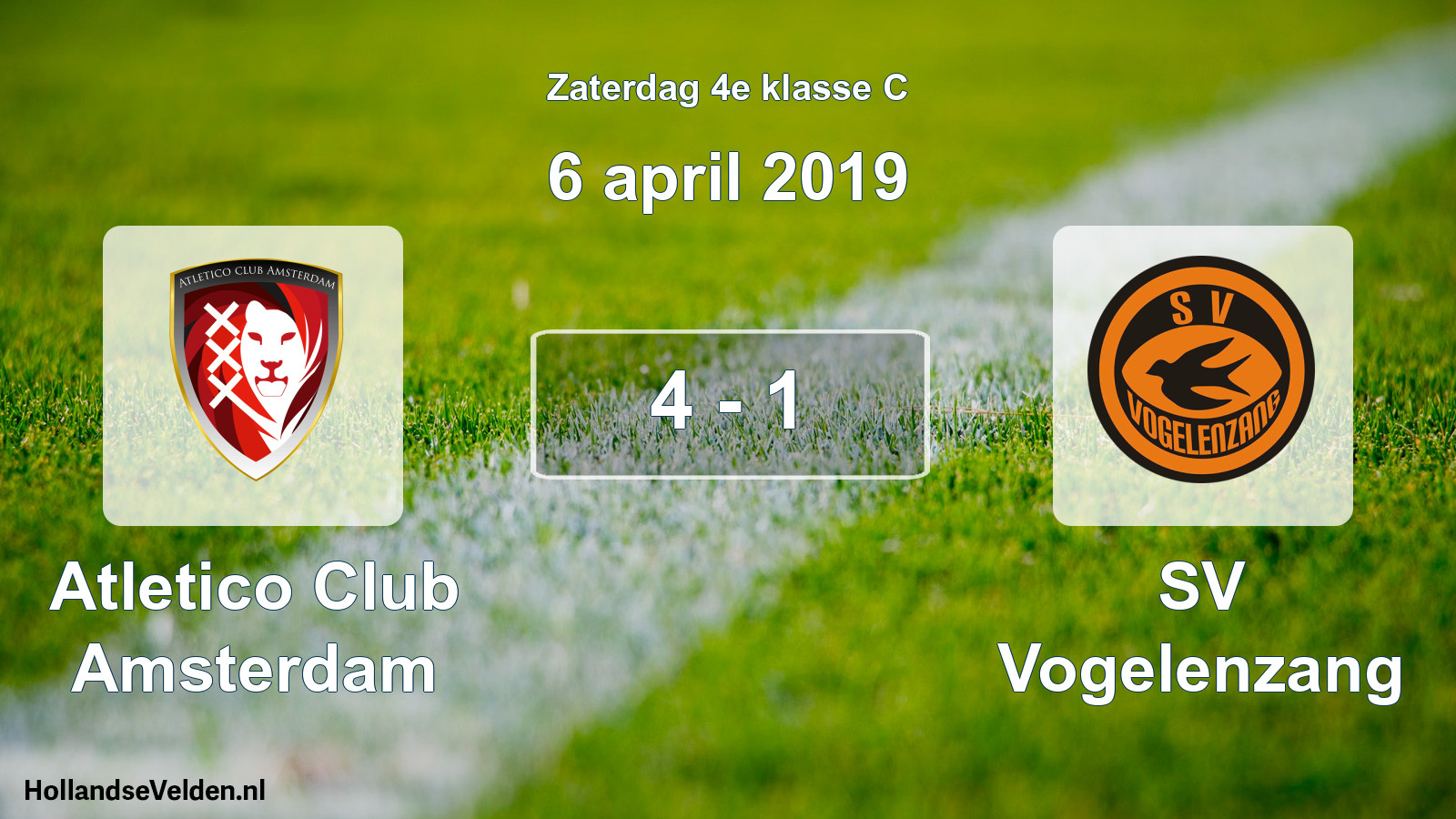 Total number of matches played: Atletico Club Amsterdam - SV Vogelenzang 4 - 1 (6 April 2019)