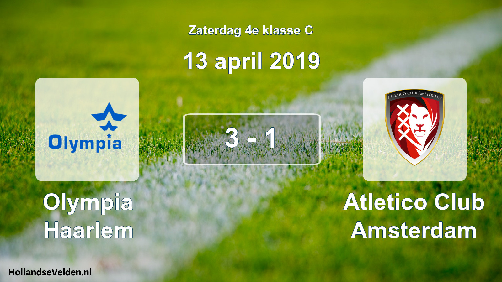 Total number of matches played: Olympia Haarlem - Atletico Club Amsterdam 3 - 1 (13 April 2019)