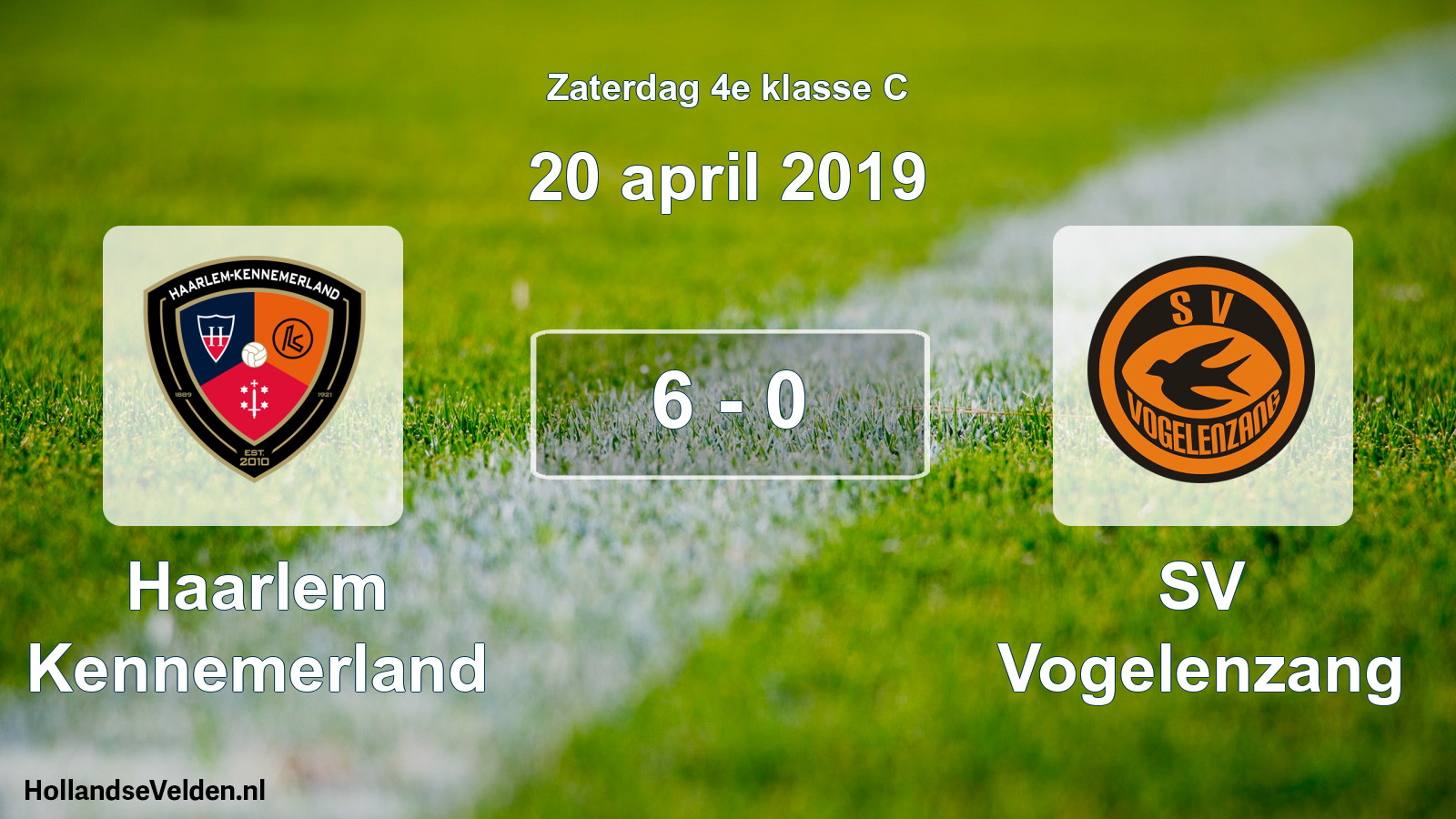 Total number of matches played: Haarlem Kennemerland - SV Vogelenzang 6 - 0 (20 April 2019)
