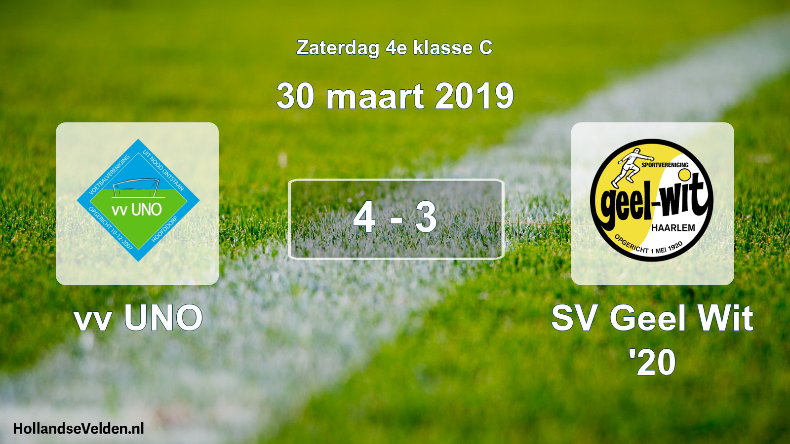 Total number of matches played: vv UNO - SV Geel Wit '20 4 - 3 (30 March 2019)