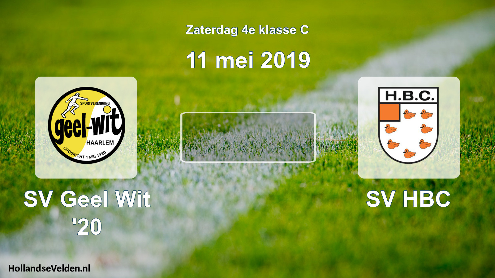 Scheduled Match: SV Geel Wit '20 - SV HBC (11 May 2019)