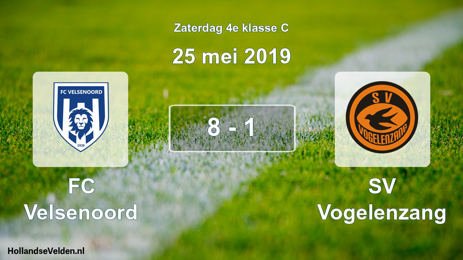 Total number of matches played: FC Velsenoord - SV Vogelenzang 8 - 1 (25 May 2019)