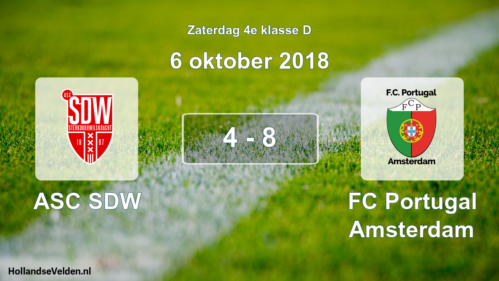 Total number of matches played: ASC SDW - FC Portugal Amsterdam 4 - 8 (6 October 2018)