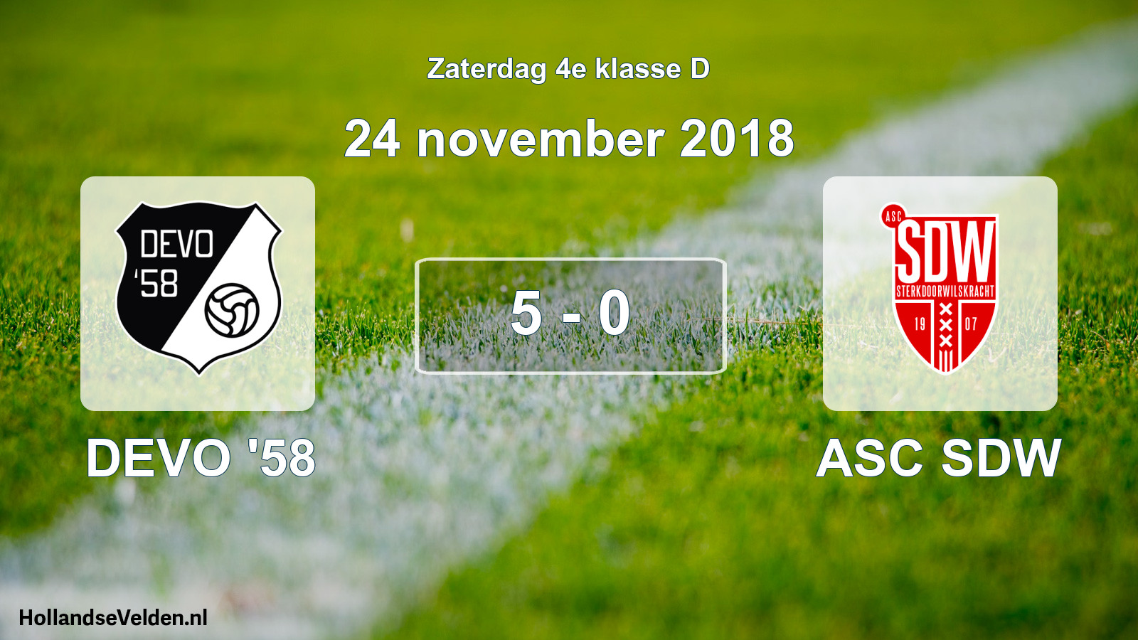 Total number of matches played: DEVO '58 - ASC SDW 5 - 0 (24 November 2018)