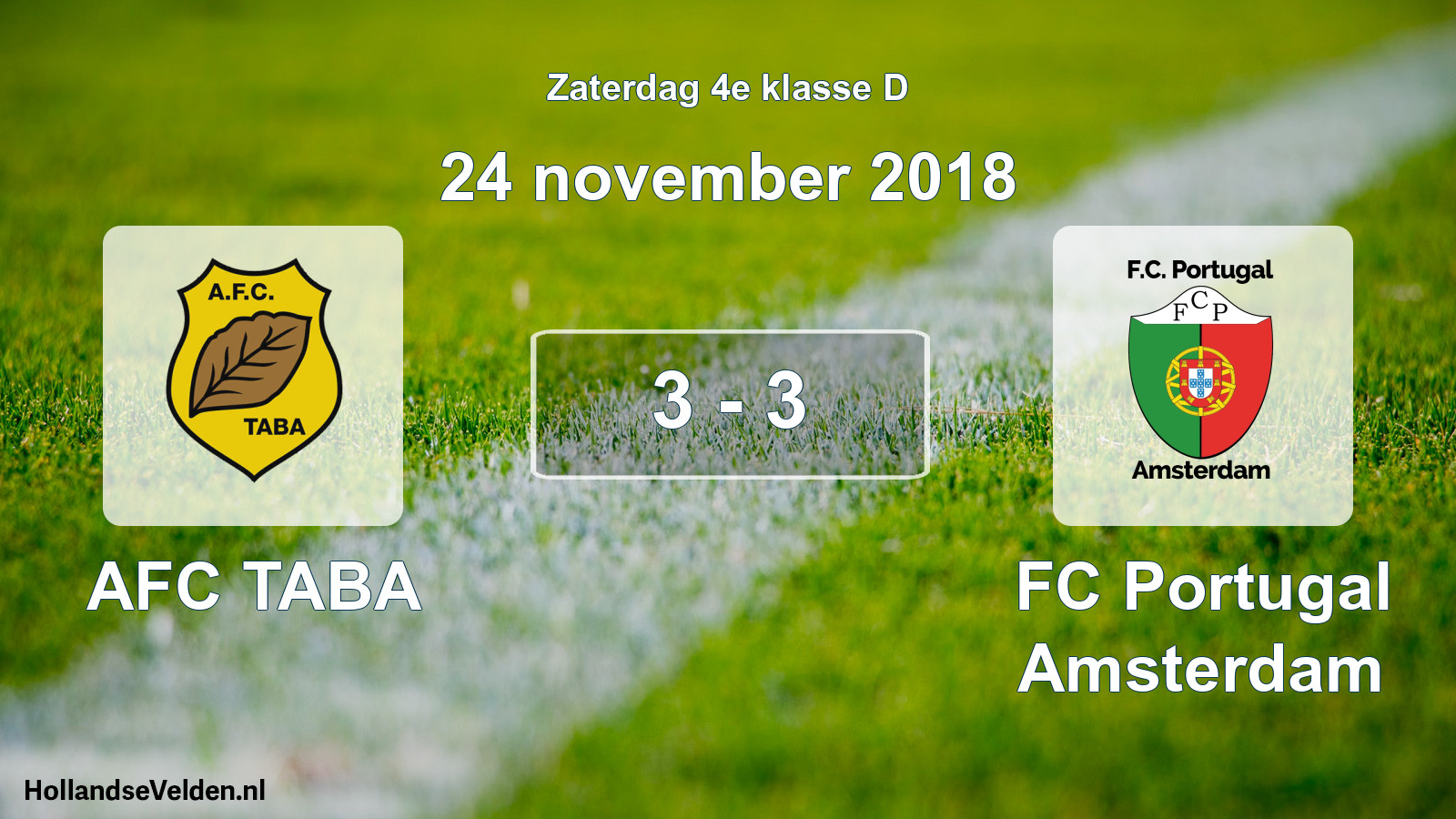 Total number of matches played: AFC TABA - FC Portugal Amsterdam 3 - 3 (24 November 2018)