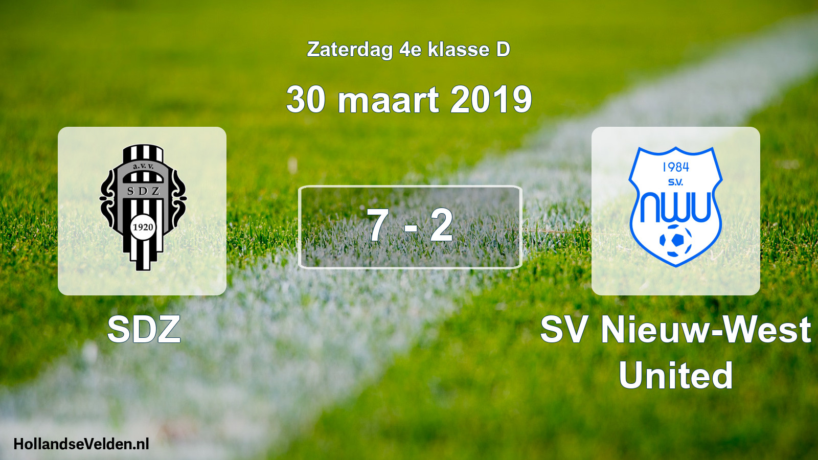 Total number of matches played: SDZ - SV Nieuw-West United 7 - 2 (30 March 2019)
