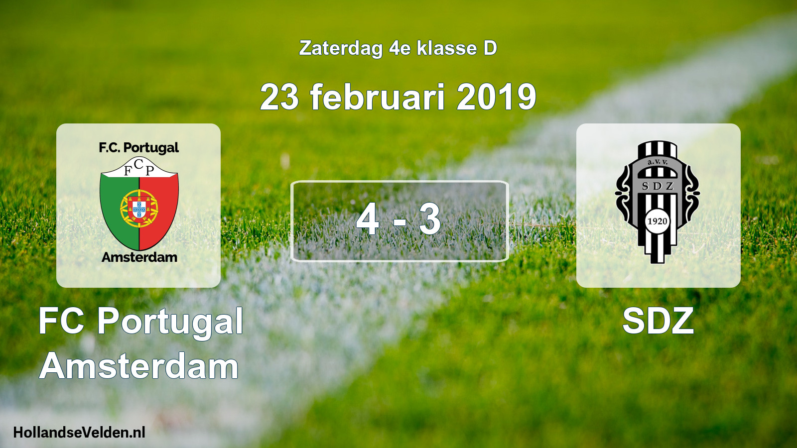 Total number of matches played: FC Portugal Amsterdam - SDZ 4 - 3 (23 February 2019)