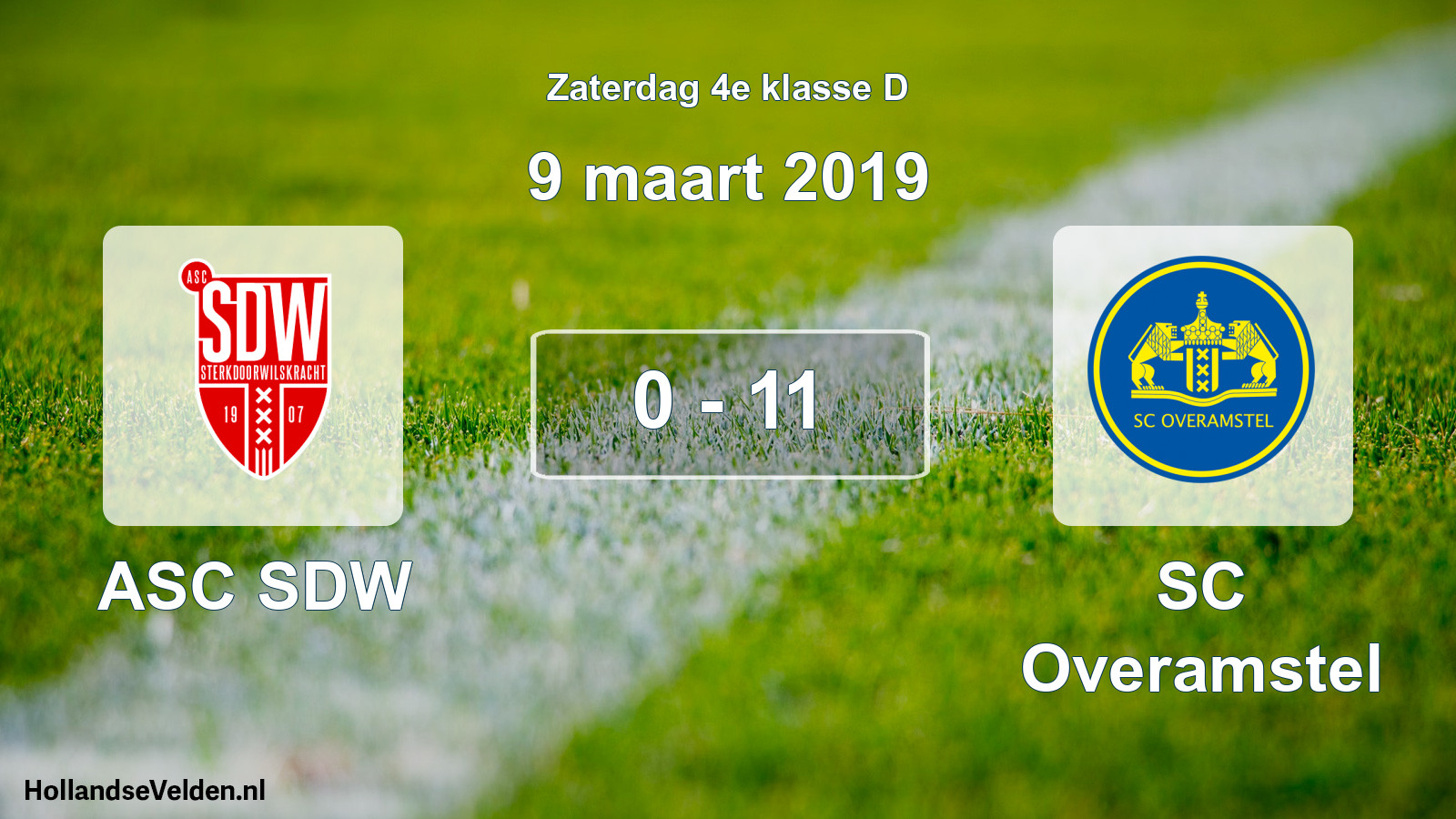 Total number of matches played: ASC SDW - SC Overamstel 0 - 11 (9 March 2019)