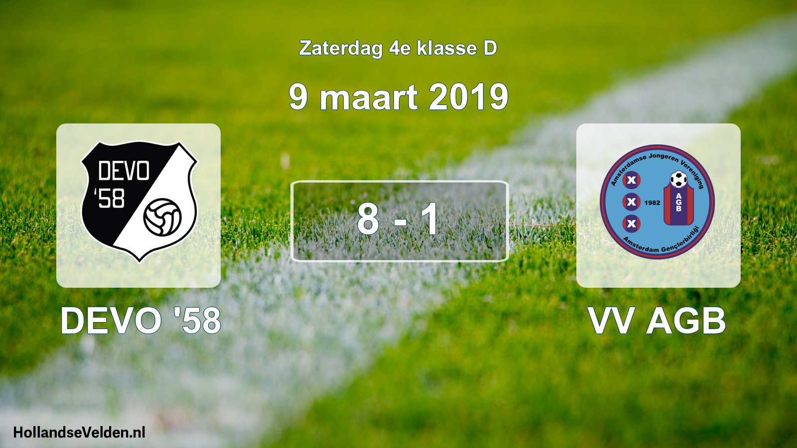 Total number of matches played: DEVO '58 - VV AGB 8 - 1 (9 March 2019)