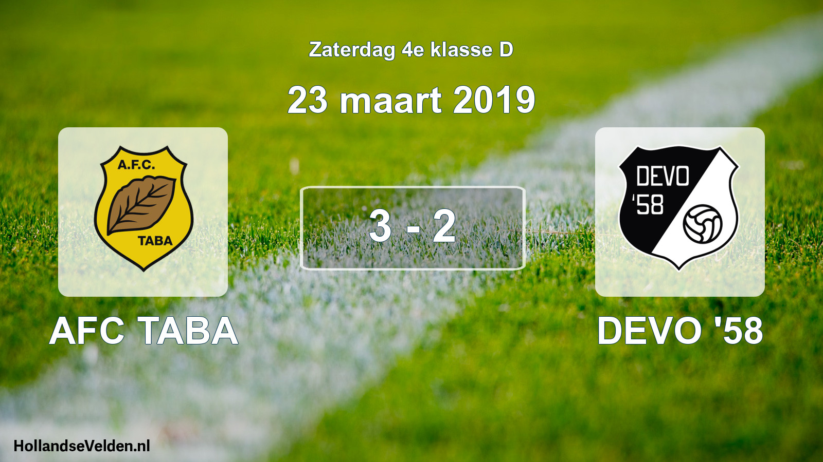 Total number of matches played: AFC TABA - DEVO '58 3 - 2 (23 March 2019)