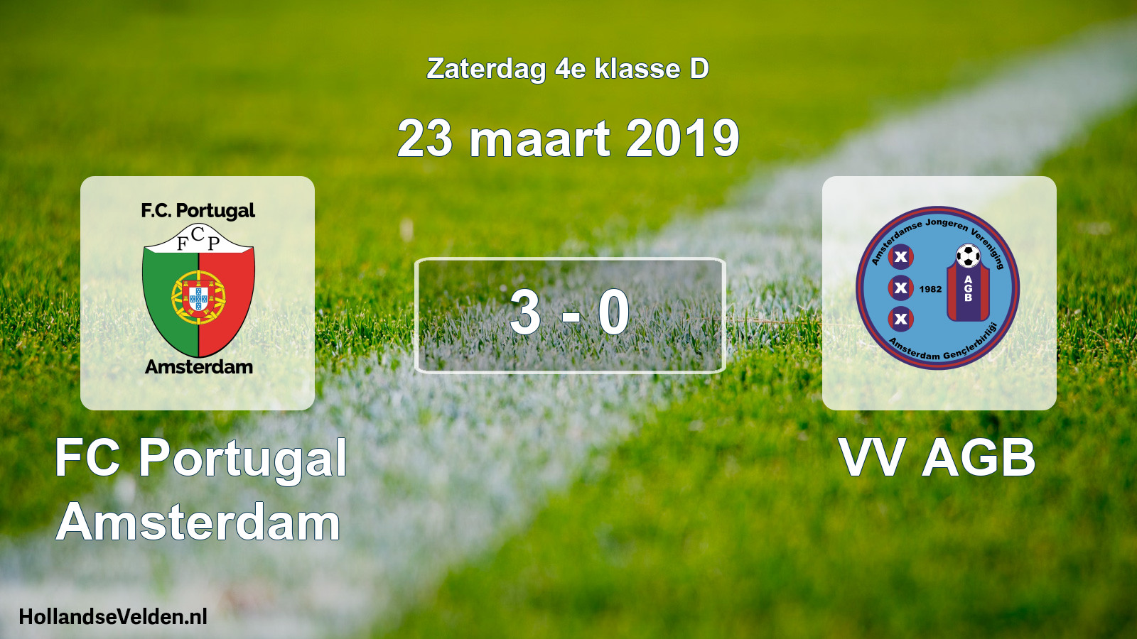 Total number of matches played: FC Portugal Amsterdam - VV AGB 3 - 0 (23 March 2019)