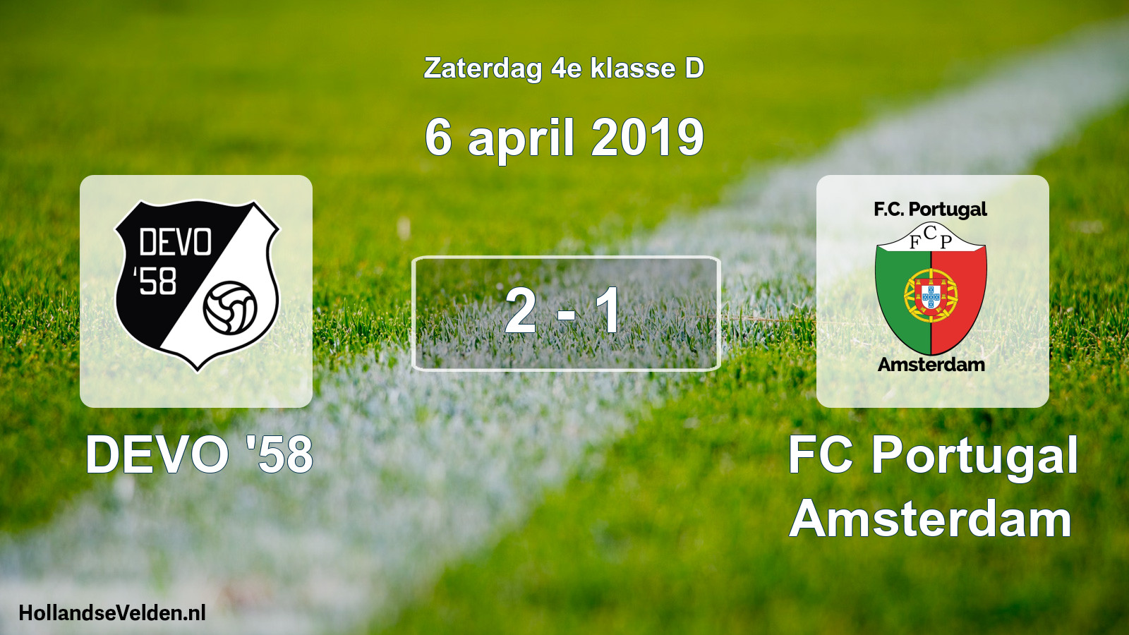 Total number of matches played: DEVO '58 - FC Portugal Amsterdam 2 - 1 (6 April 2019)