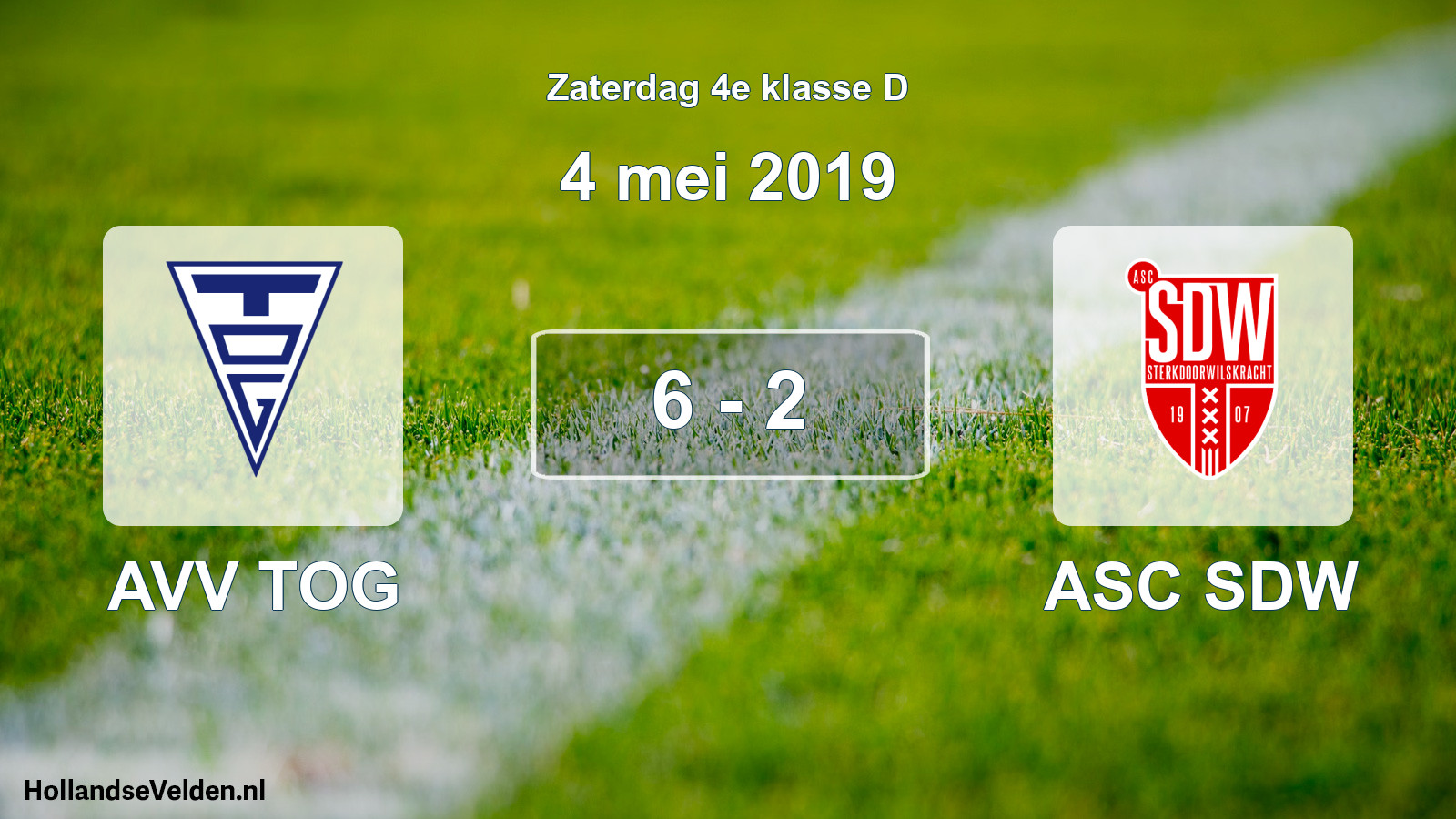 Total number of matches played: AVV TOG - ASC SDW 6 - 2 (4 May 2019)