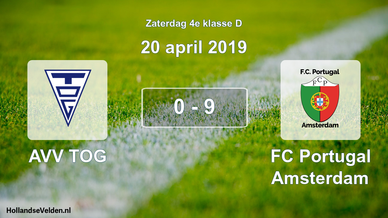 Total number of matches played: AVV TOG - FC Portugal Amsterdam 0 - 9 (20 April 2019)