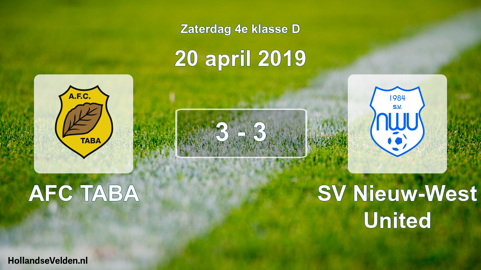 Total number of matches played: AFC TABA - SV Nieuw-West United 3 - 3 (20 April 2019)