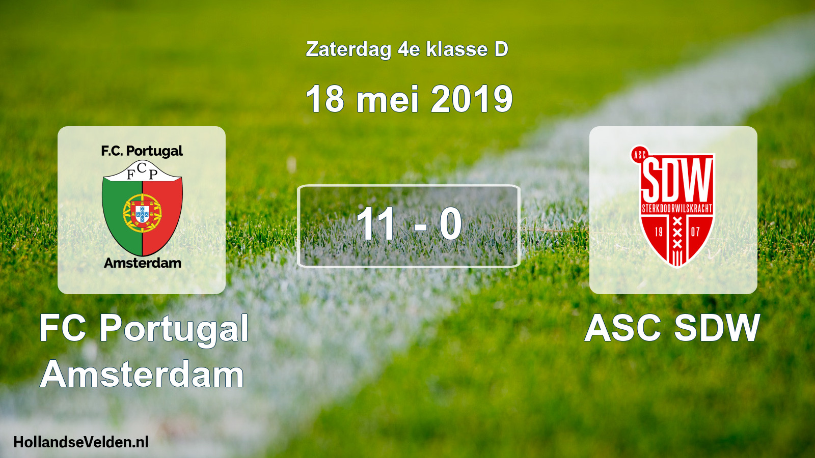 Total number of matches played: FC Portugal Amsterdam - ASC SDW 11 - 0 (18 May 2019)