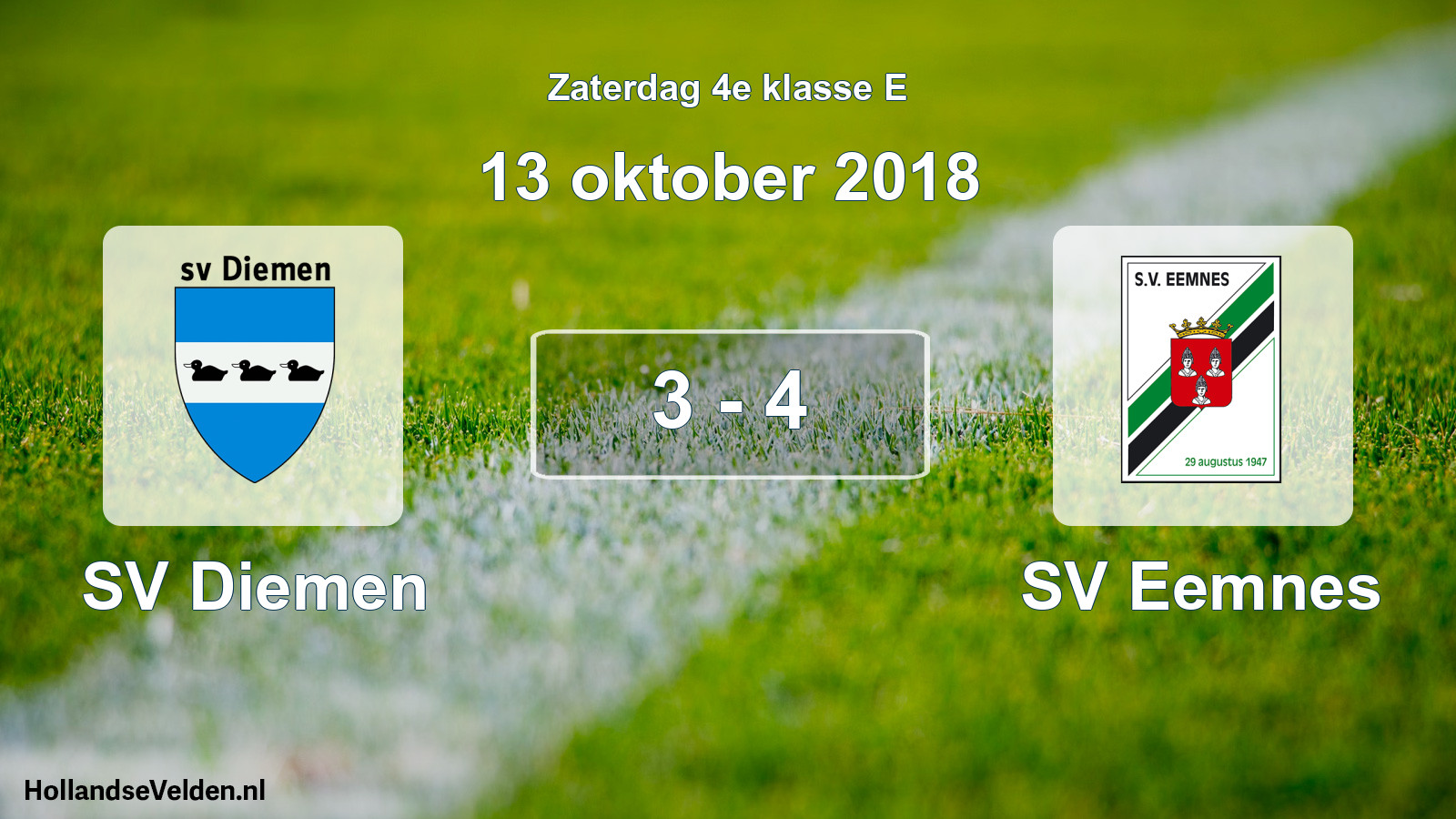 Total number of matches played: SV Diemen - SV Eemnes 3 - 4 (13 October 2018)