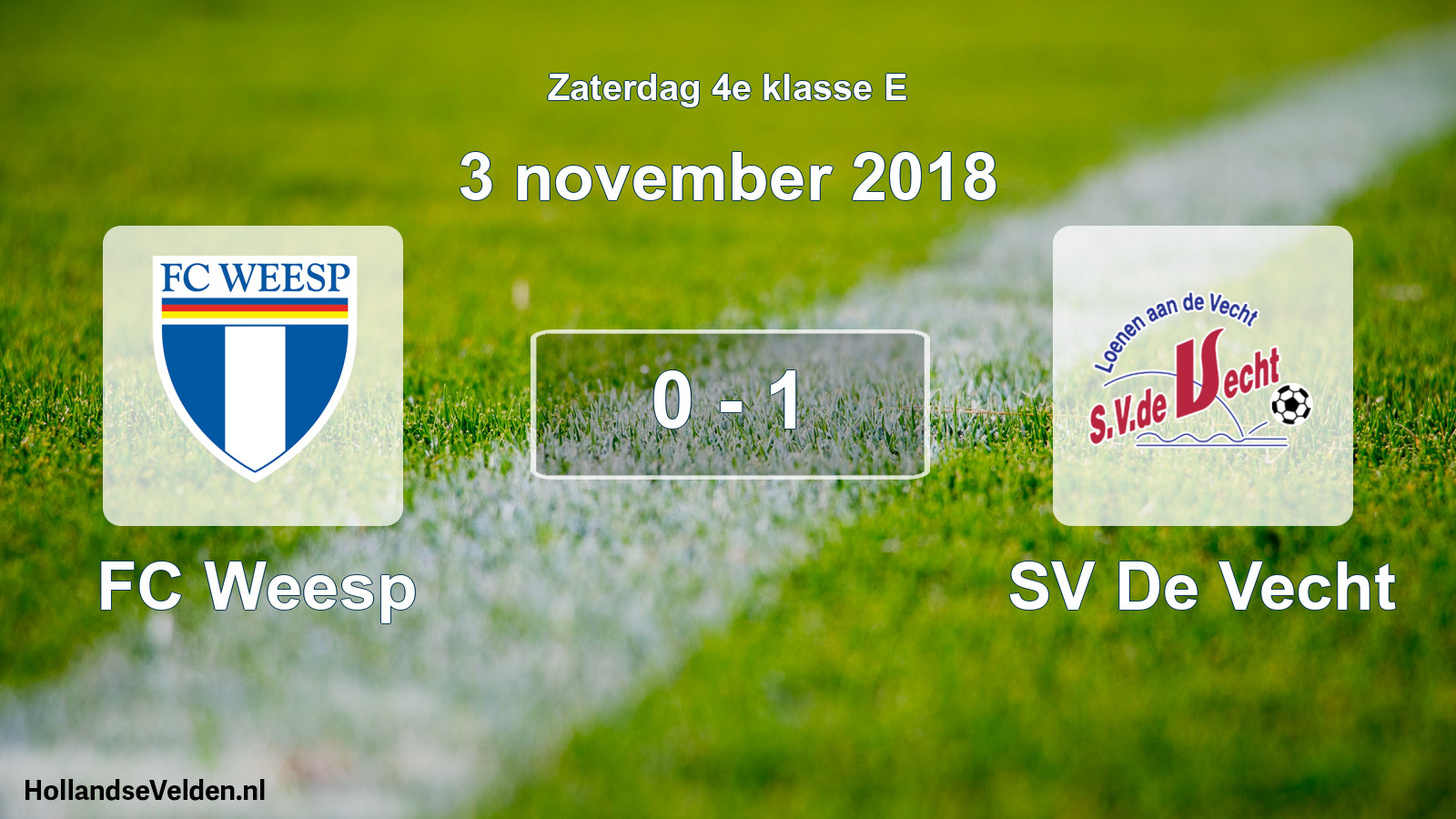Total number of matches played: FC Weesp - SV De Vecht 0 - 1 (3 November 2018)