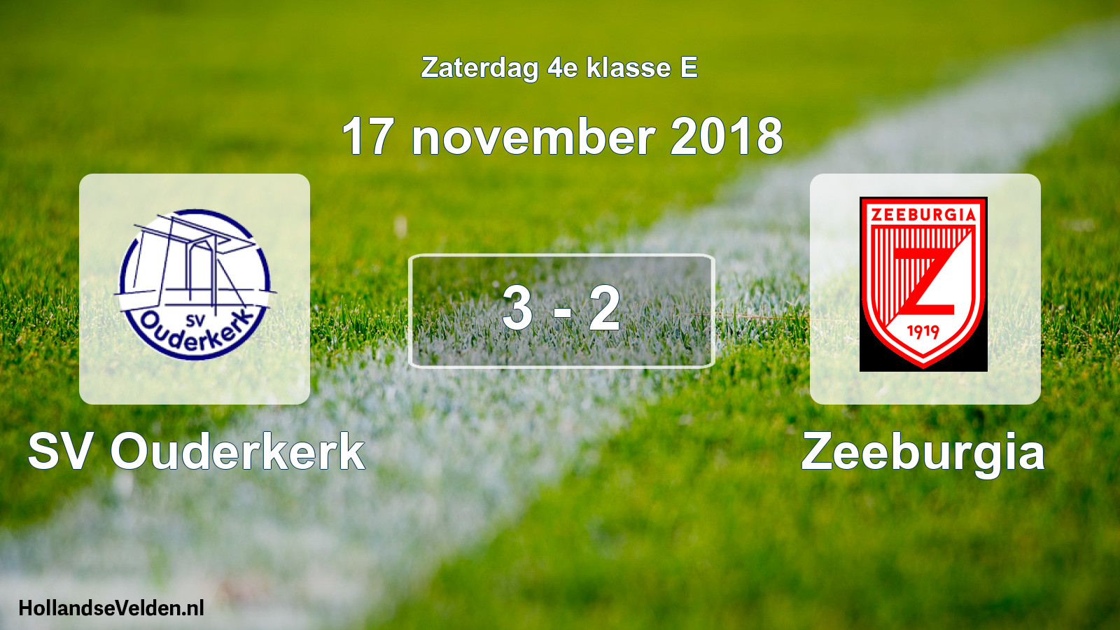 Total number of matches played: SV Ouderkerk - Zeeburgia 3 - 2 (17 November 2018)