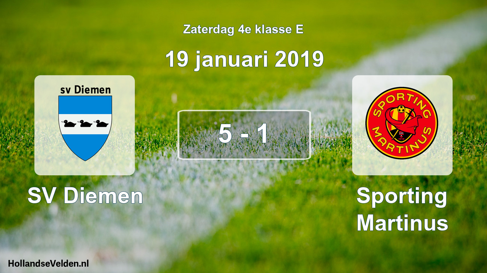 Total number of matches played: SV Diemen - Sporting Martinus 5 - 1 (19 January 2019)