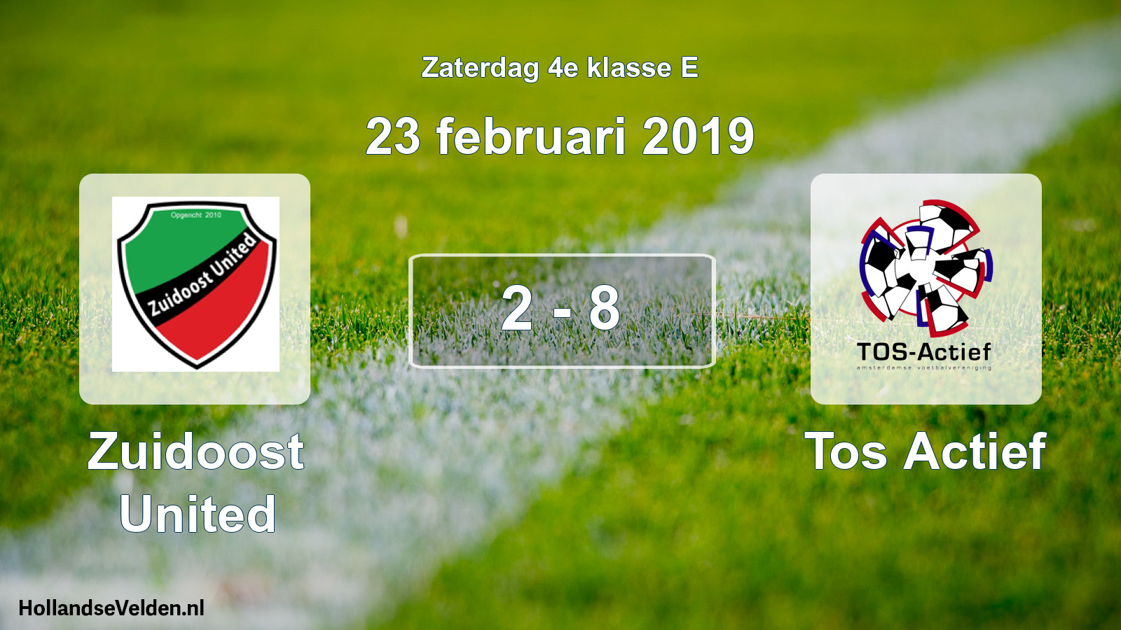 Total number of matches played: Zuidoost United - Tos Actief 2 - 8 (23 February 2019)