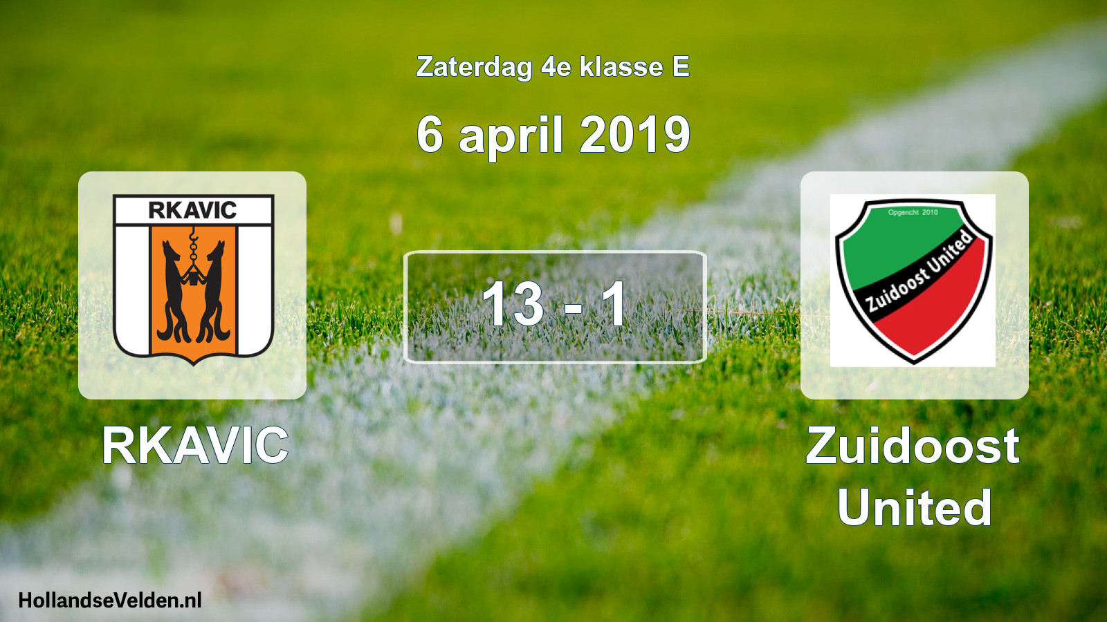 Total number of matches played: RKAVIC - Zuidoost United 13 - 1 (6 April 2019)