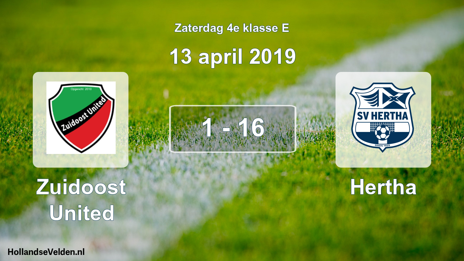 Total number of matches played: Zuidoost United - Hertha 1 - 16 (13 April 2019)