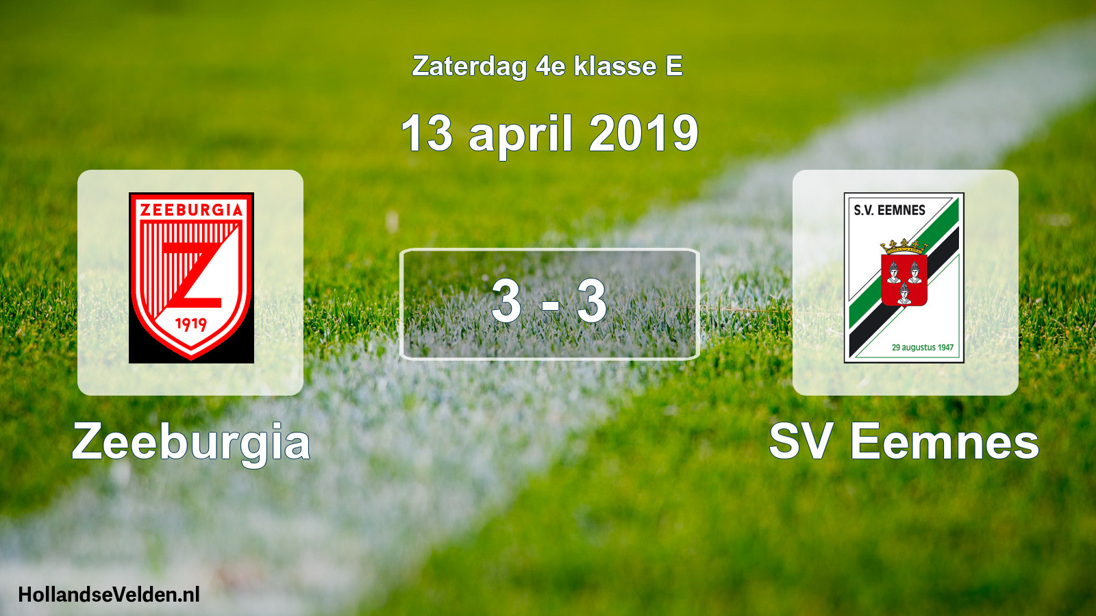 Total number of matches played: Zeeburgia - SV Eemnes 3 - 3 (13 April 2019)