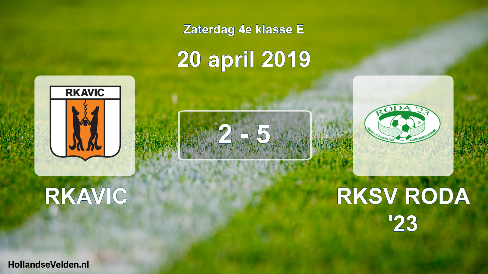 Total number of matches played: RKAVIC - RKSV RODA '23 2 - 5 (20 April 2019)