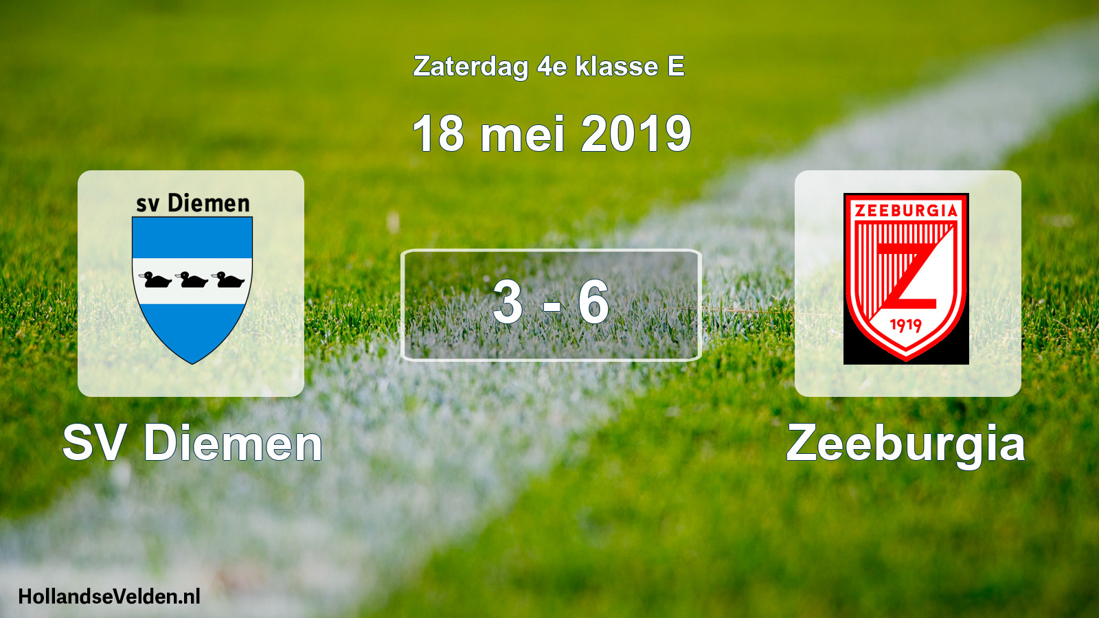 Total number of matches played: SV Diemen - Zeeburgia 3 - 6 (18 May 2019)