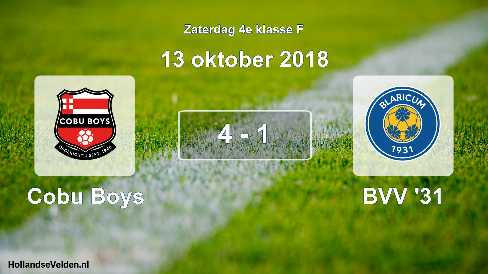 Total number of matches played: Cobu Boys - BVV '31 4 - 1 (13 October 2018)