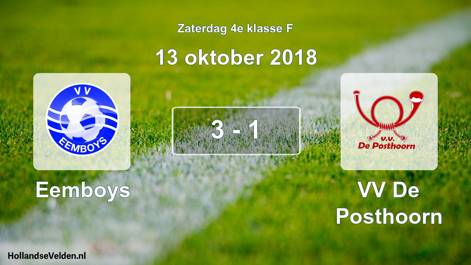 Total number of matches played: Eemboys - VV De Posthoorn 3 - 1 (13 October 2018)
