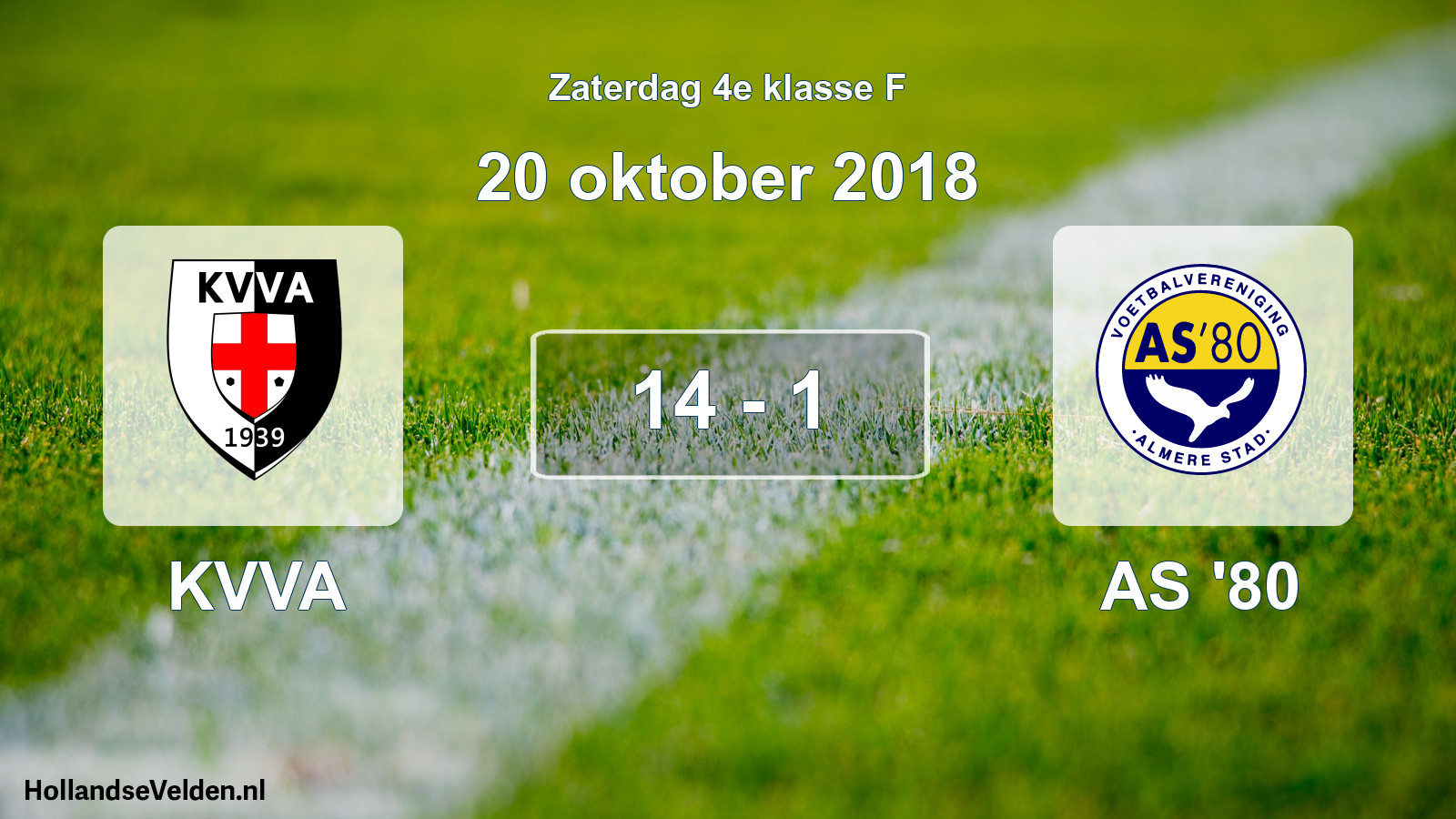 Total number of matches played: KVVA - AS '80 14 - 1 (20 October 2018)