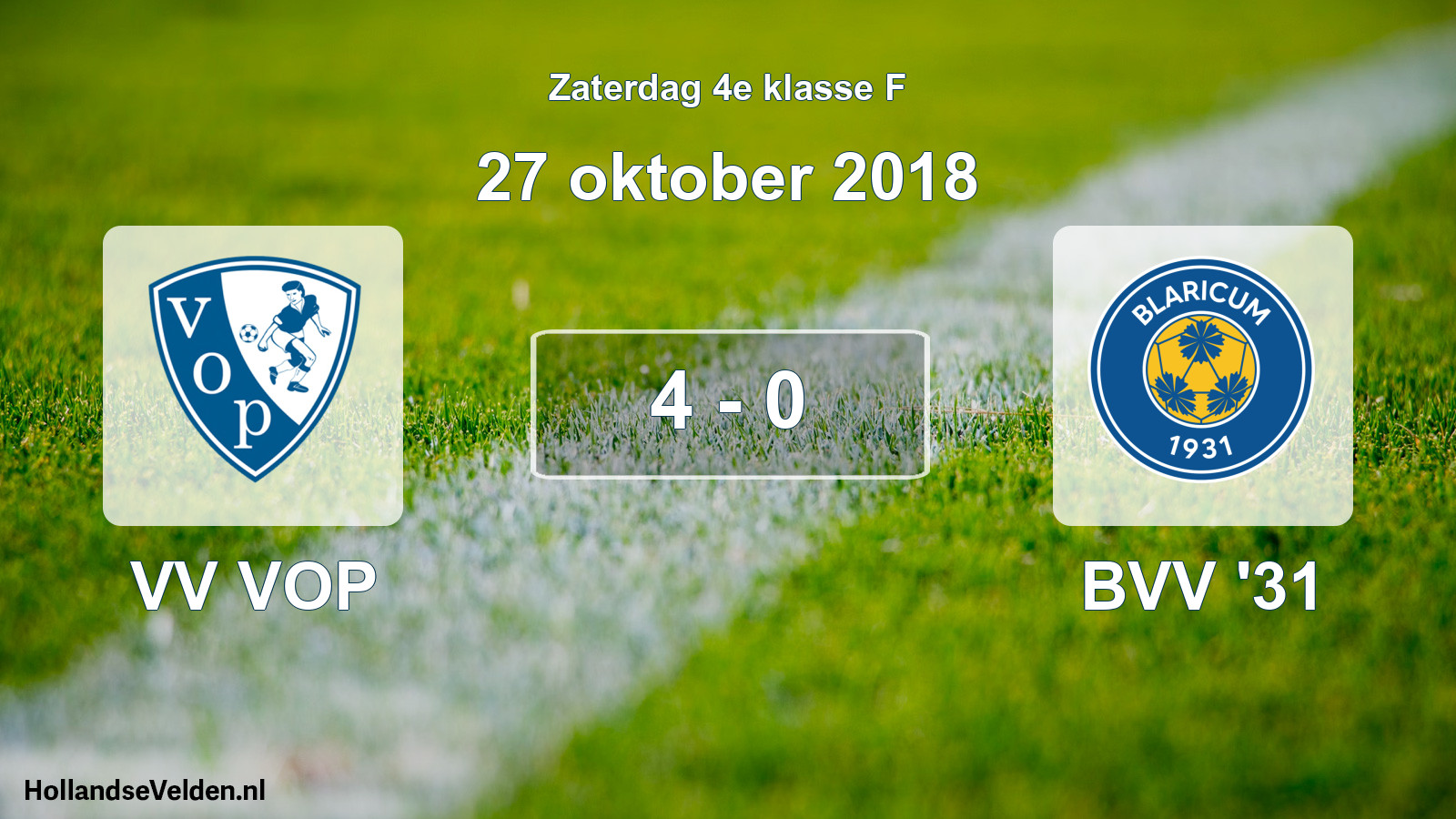 Total number of matches played: VV VOP - BVV '31 4 - 0 (27 October 2018)