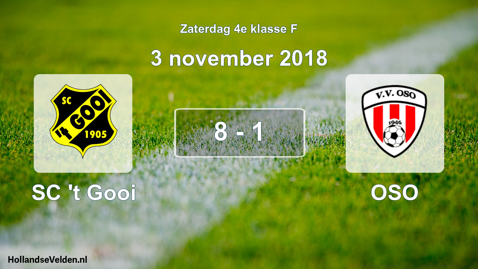 Total number of matches played: SC 't Gooi - OSO 8 - 1 (3 November 2018)