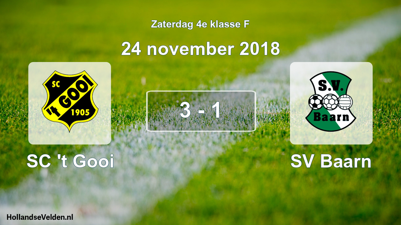 Total number of matches played: SC 't Gooi - SV Baarn 3 - 1 (24 November 2018)
