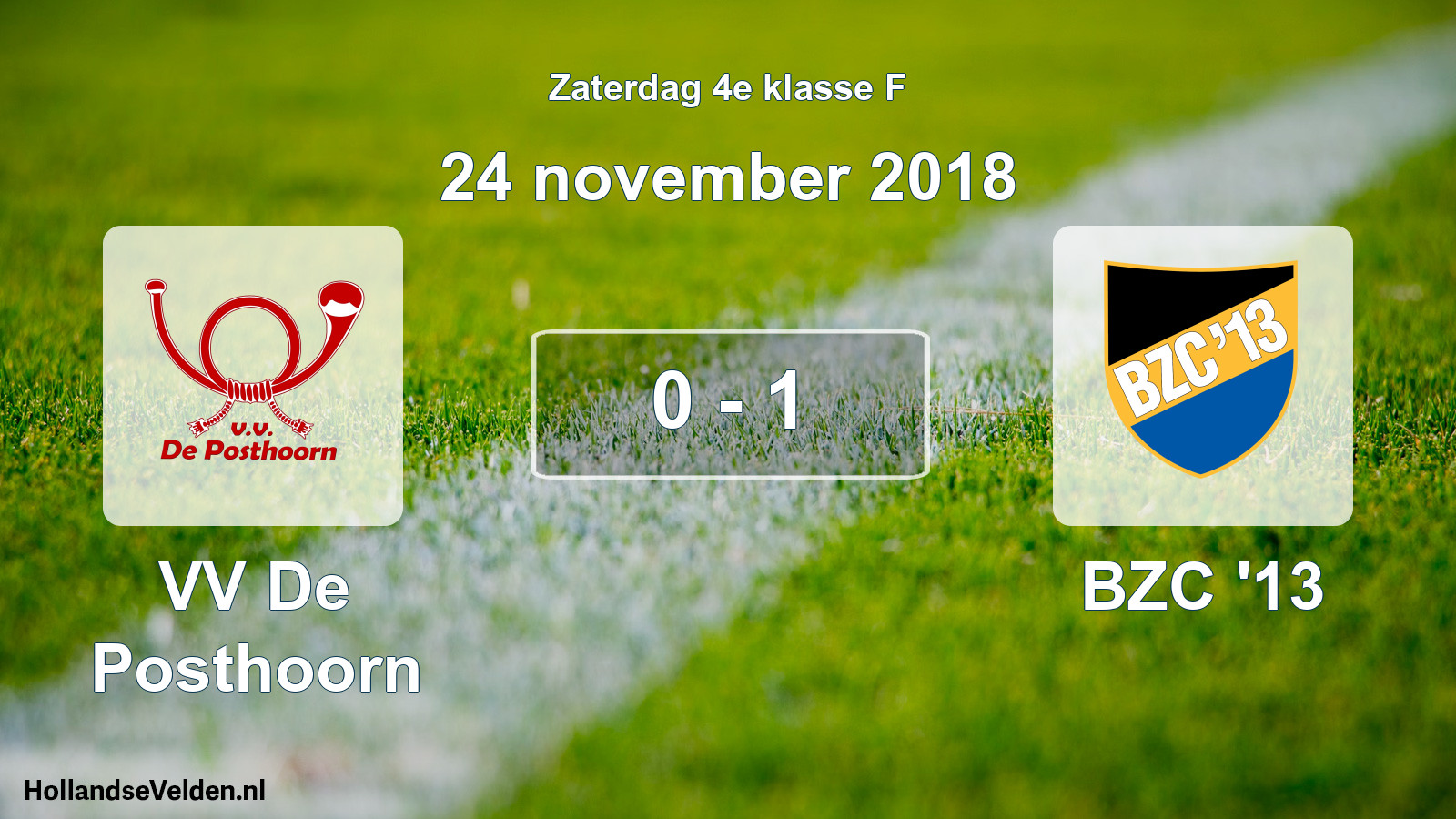 Total number of matches played: VV De Posthoorn - BZC '13 0 - 1 (24 November 2018)