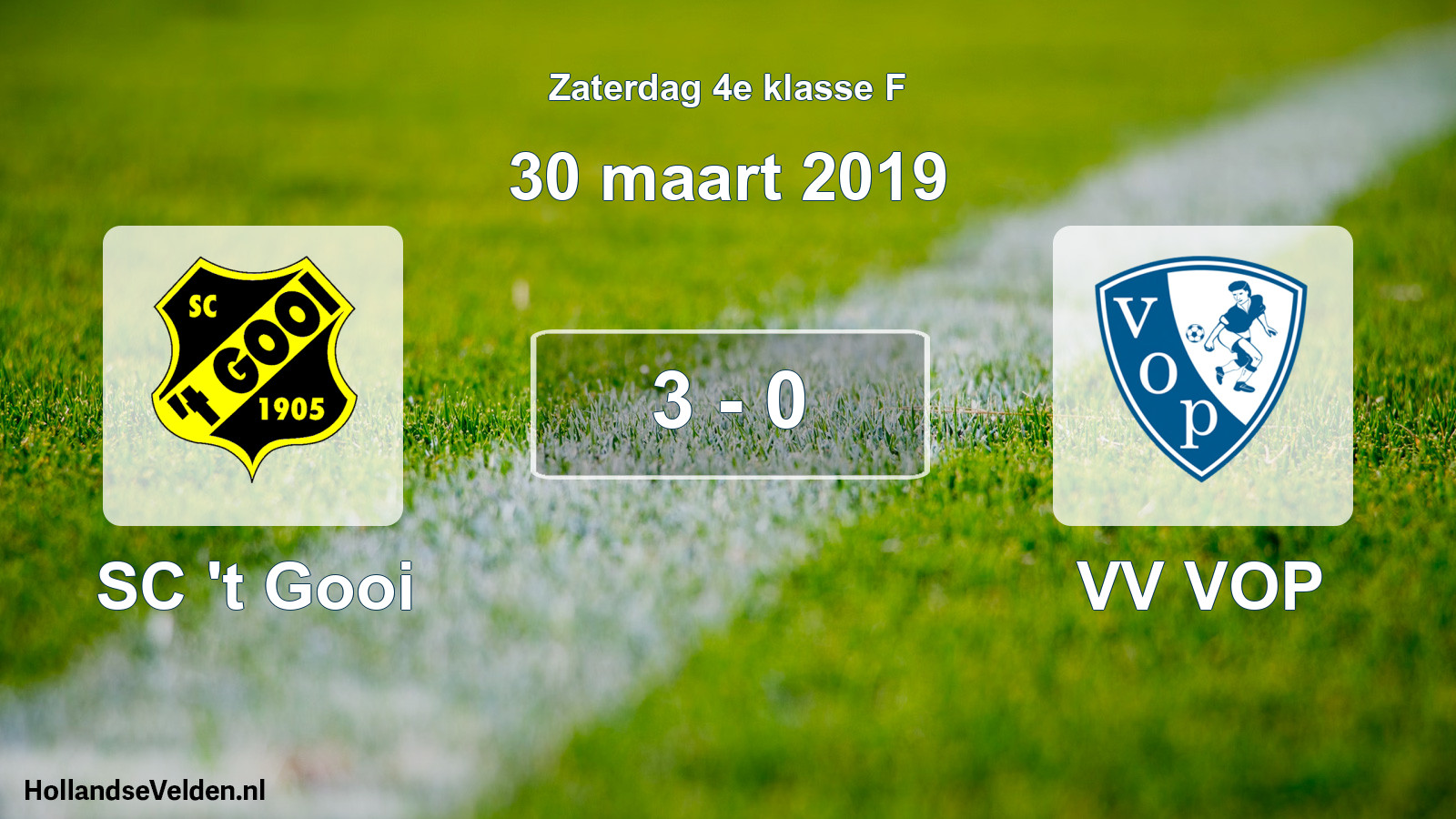 Total number of matches played: SC 't Gooi - VV VOP 3 - 0 (30 March 2019)