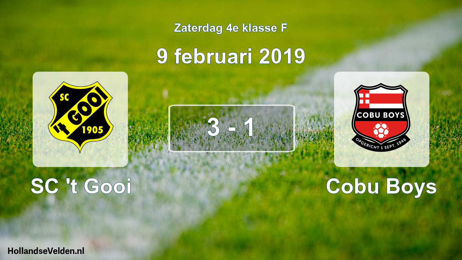 Total number of matches played: SC 't Gooi - Cobu Boys 3 - 1 (9 February 2019)