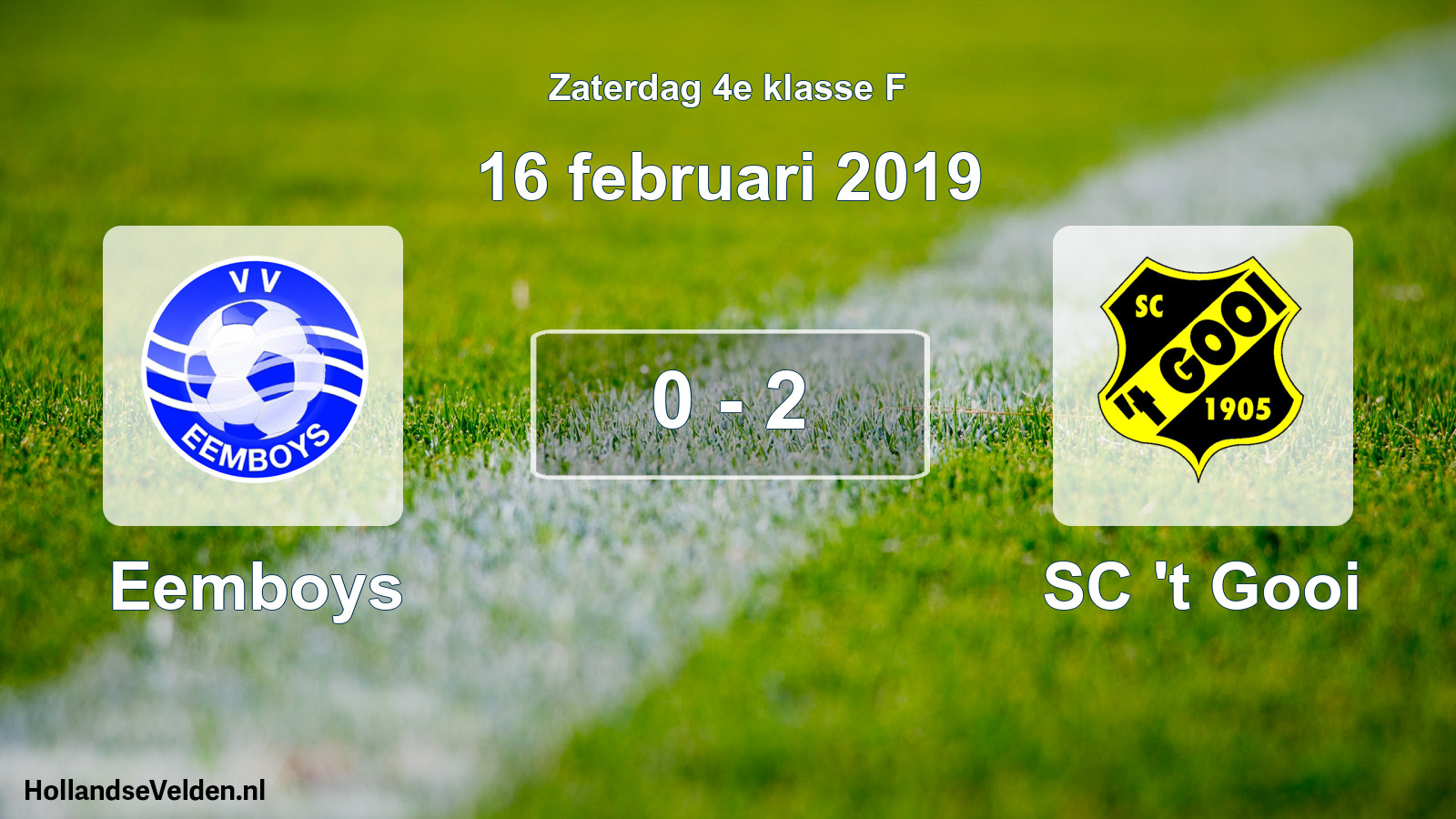 Total number of matches played: Eemboys - SC 't Gooi 0 - 2 (16 February 2019)