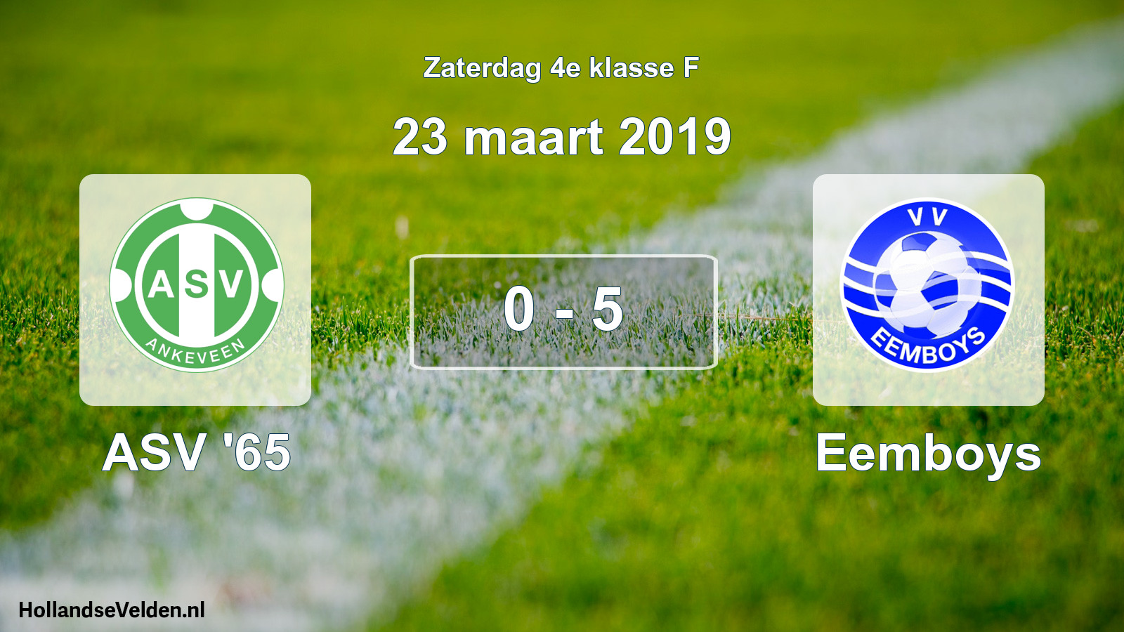 Total number of matches played: ASV '65 - Eemboys 0 - 5 (23 March 2019)