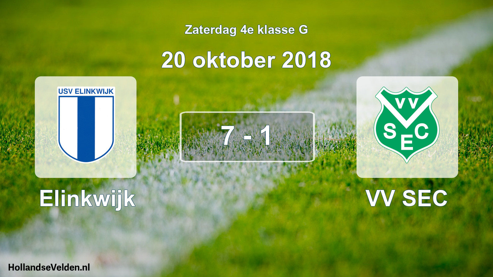 Total number of matches played: Elinkwijk - VV SEC 7 - 1 (20 October 2018)