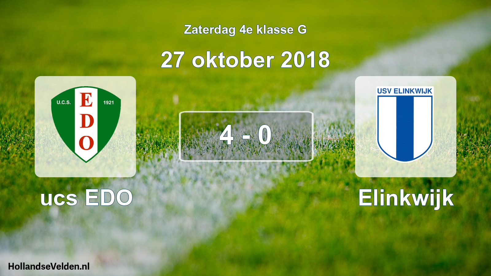 Total number of matches played: ucs EDO - Elinkwijk 4 - 0 (27 October 2018)
